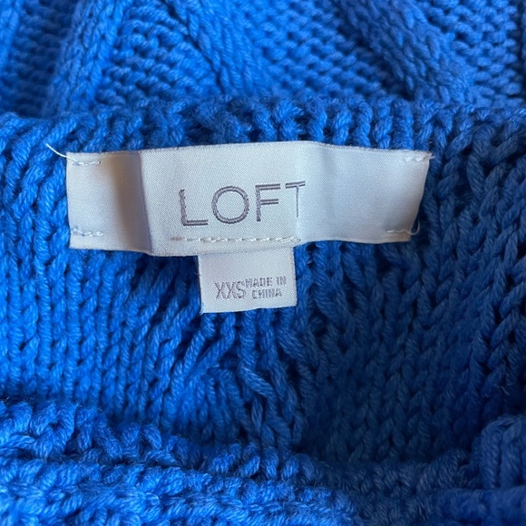 LOFT Mock Neck Blue Bobble Stitch Sweater Size XXS - Picture 6 of 7